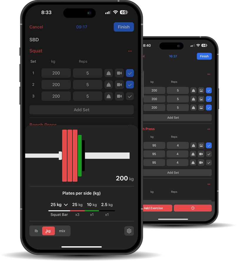 Powr app interface showing workout tracking